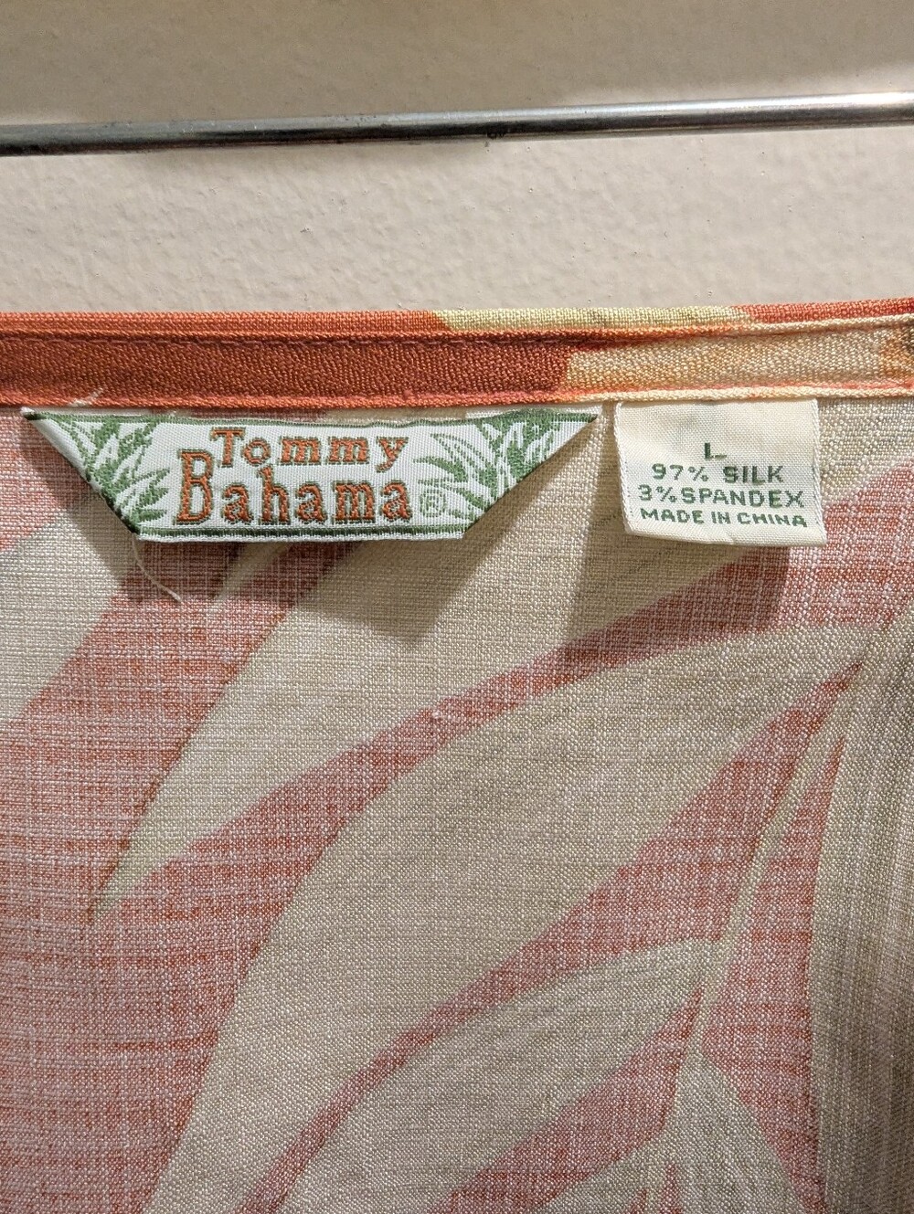 Tommy Bahama Vintage Silk Blend Terracotta Hawaiian Print Side Tie Wrap Skirt- L - Picture 11 of 12